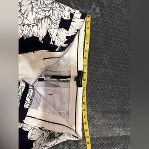 Banana Republic Navy and White Flower Patterned Trousers
